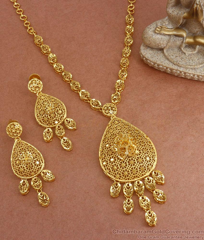 Two Gram Gold Necklace Screw Back Earring Combo Party Wear Collections NCKN3100