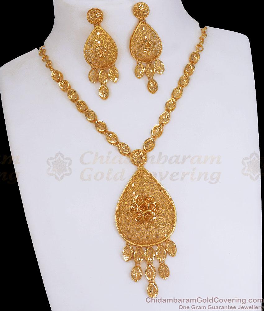 Two Gram Gold Necklace Screw Back Earring Combo Party Wear Collections NCKN3100