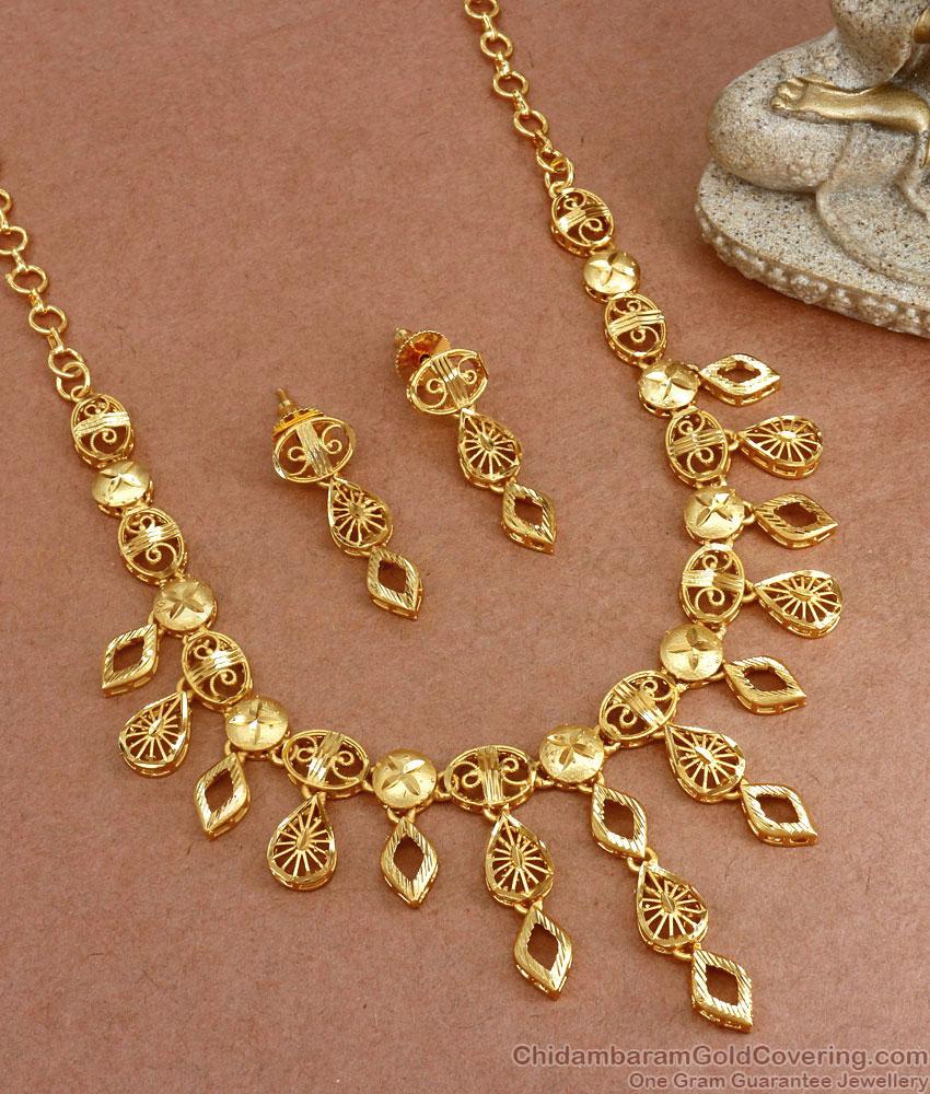 Premium Forming Gold Necklace Italian Collections Bridal Earring Combo Set NCKN3101
