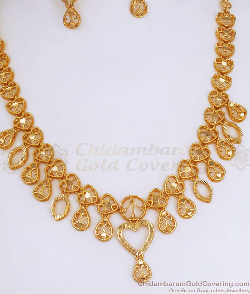Buy Two Gram Gold Necklace Earring Valentine Special Combo Set NCKN3102