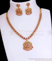 Stylish Ruby Kemp Stone Gold Plated Necklace Earring Combo Shop Online NCKN3104