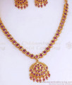 Stylish Ruby Kemp Stone Gold Plated Necklace Earring Combo Shop Online NCKN3104