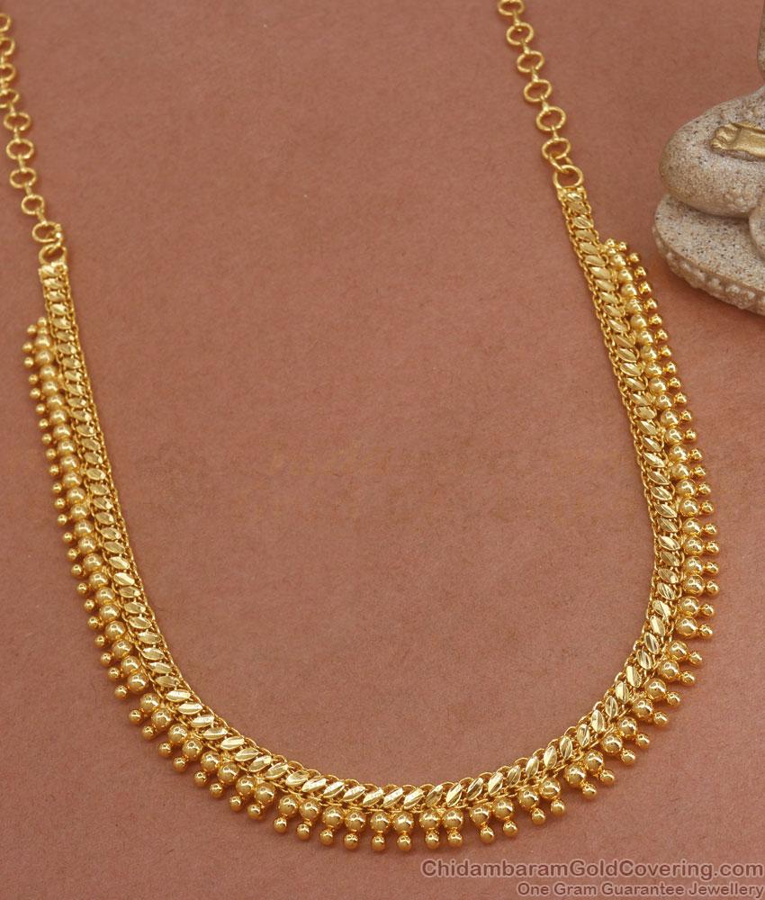 Plain One Gram Gold Necklace Beads Designs Shop Online NCKN3106