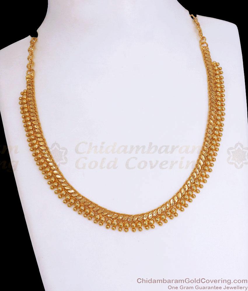 Plain One Gram Gold Necklace Beads Designs Shop Online NCKN3106