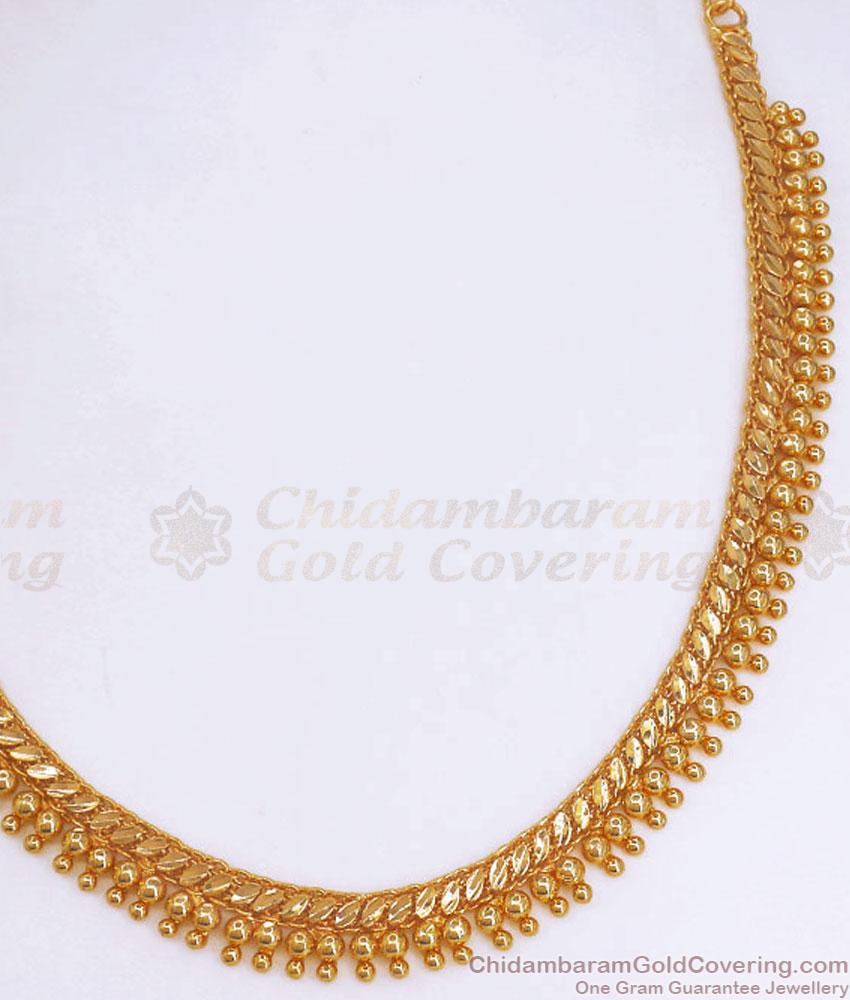 Plain One Gram Gold Necklace Beads Designs Shop Online NCKN3106