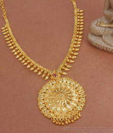 Gorgeous Full Gold Necklace Single Ruby Stone Bridal Jewelry Collections NCKN3115