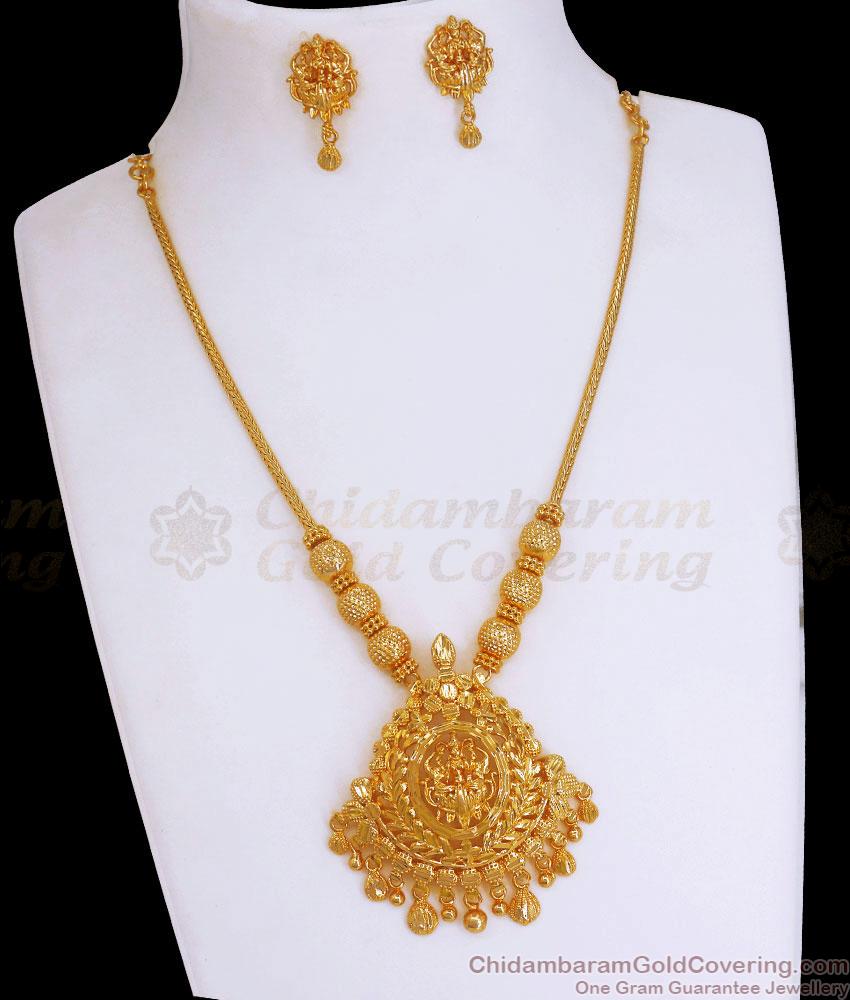 Lakshmi Plain Gold Plated Necklace Earring Combo Shop Online NCKN3120