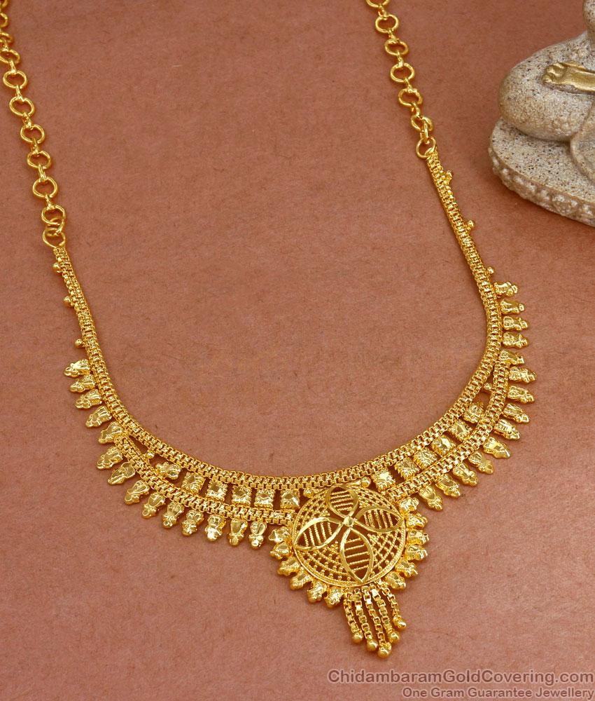 Trendy One Gram Gold Calcutta Necklace Floral Designs NCKN3121