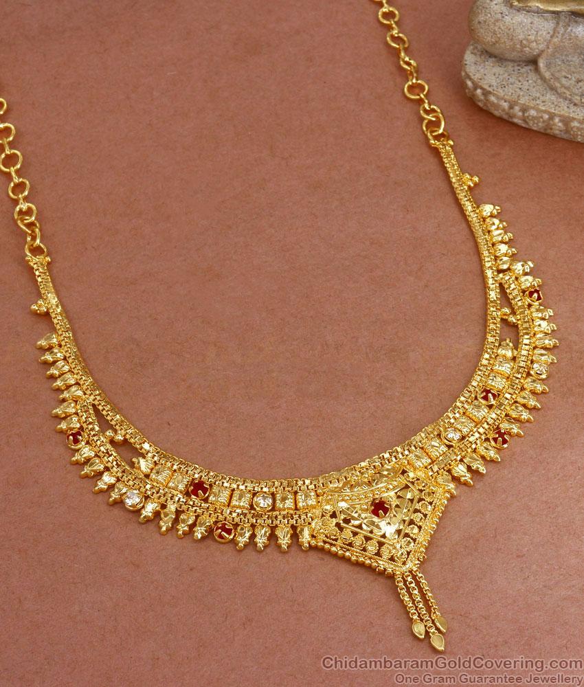Vintage Look Ruby White Stone Gold Kolkata Necklace Jewelry Collections NCKN3123 Vintage Look Ruby White Stone Gold Kolkata Necklace Jewelry Collections NCKN3123