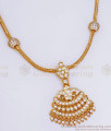 Traditional Impon Necklace with side Balls Design White Gati Stone Pattern NCKN3140