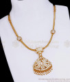 5 Metal Impon Bridal Necklace with Side Balls Lotus Design Full White Stone Jewelry NCKN3141