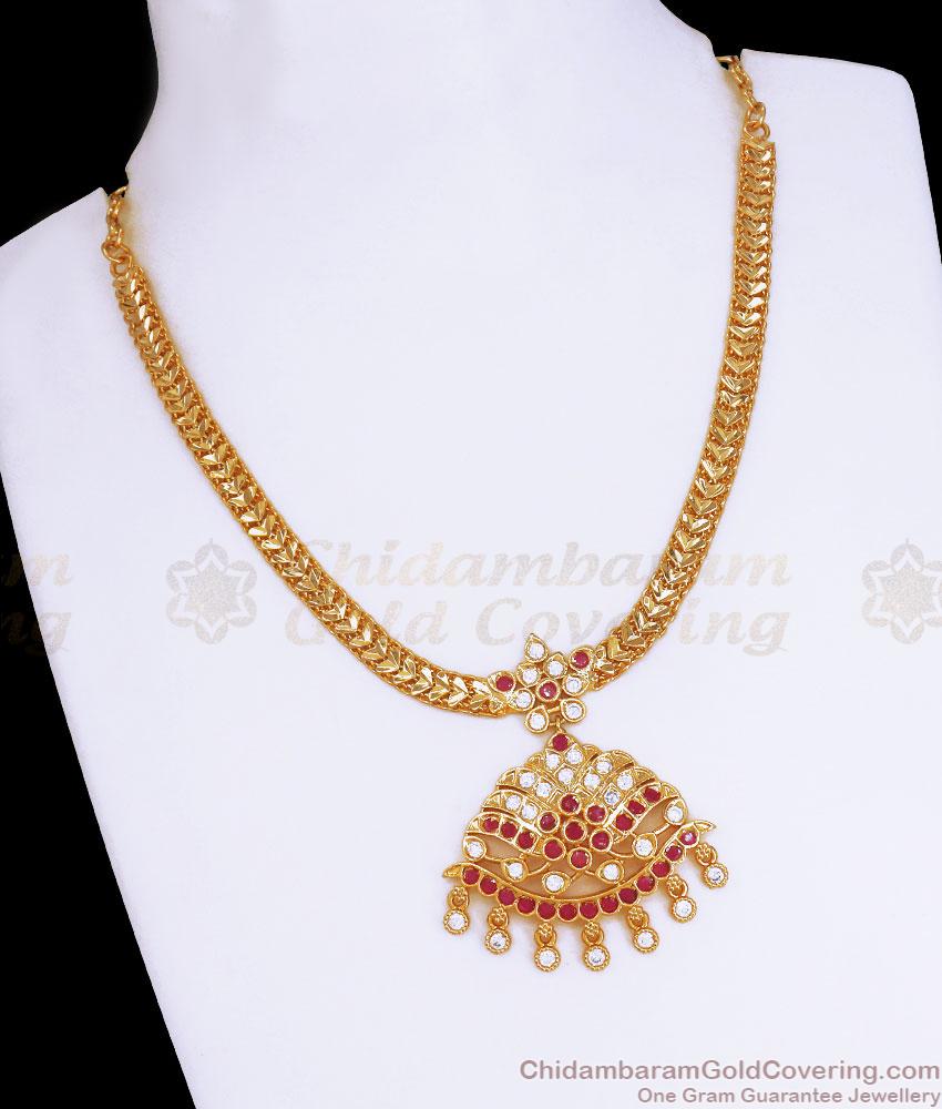 Bridal Impon Panchaloha Necklace Ruby White Gati Stone Jewelry NCKN3148