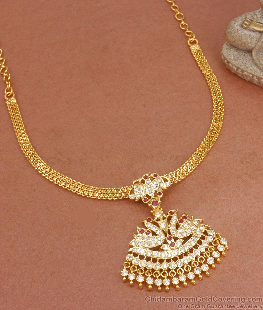 Grand Look 5 Metal Impon Necklace Big Swan Design Bridal Attigai Collections NCKN3149