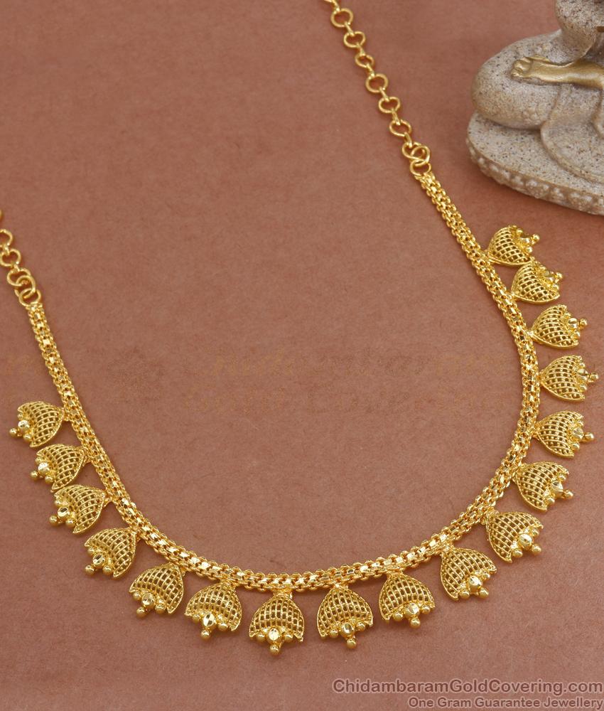 Close Neck 1 Gram Gold Necklace Bridal Collections Heart Designs NCKN3152