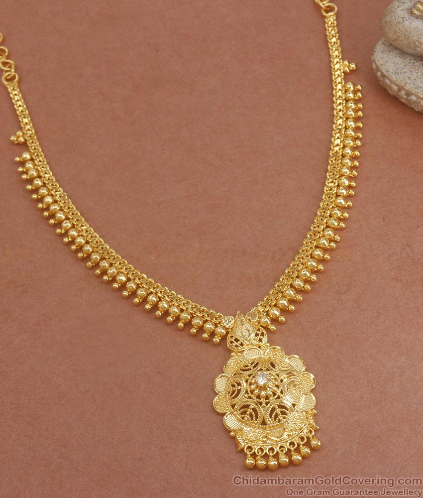 White Stone Kerala Gold Haram Mullai Motu Designs Shop Online NCKN3153