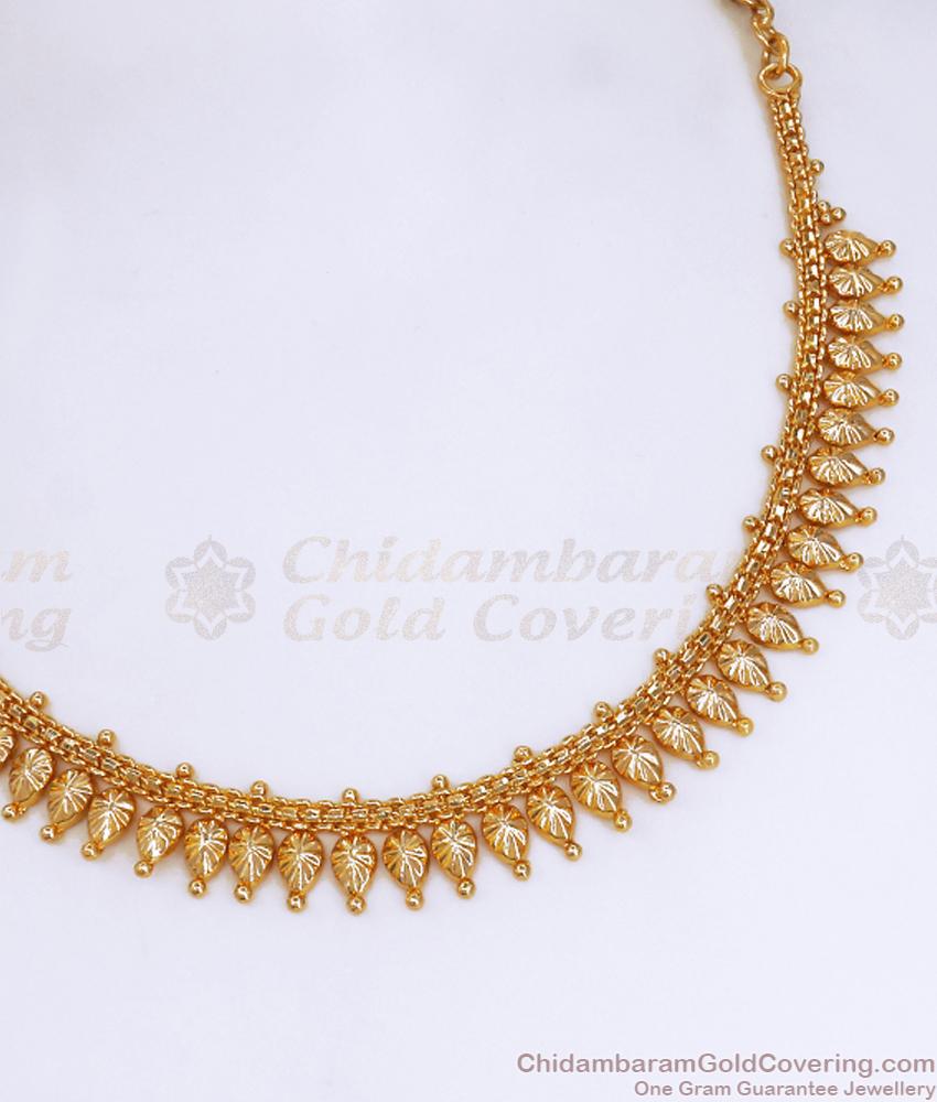 Mullai Poo Plain Gold Necklace Kerala Designs For Wedding NCKN3158