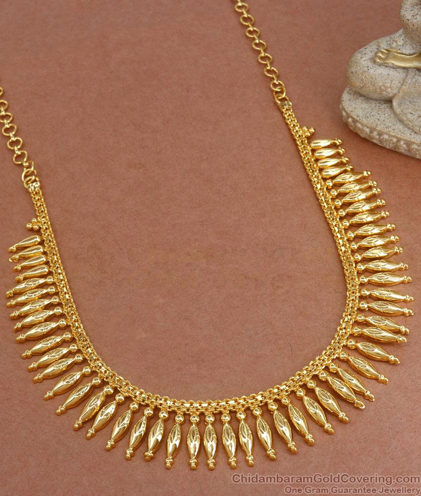 Traditional Long Mullai Arumbu 1 Gram Gold Necklace Designs Online Collections NCKN3161