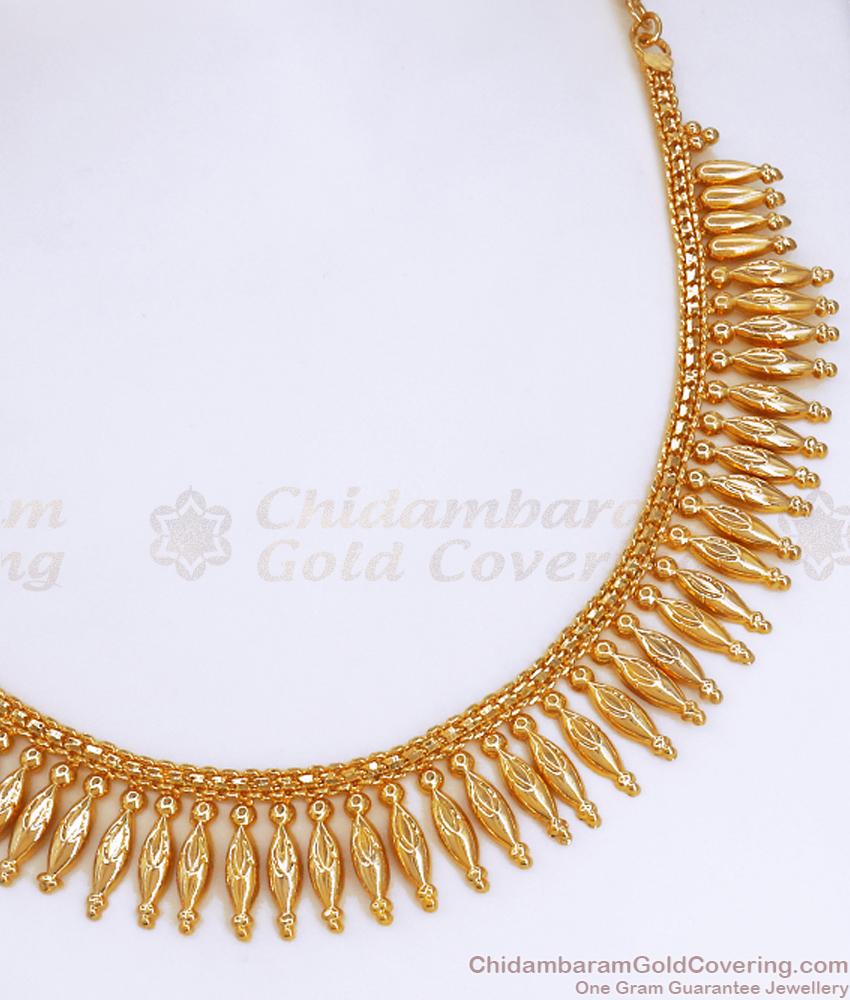 Traditional Long Mullai Arumbu 1 Gram Gold Necklace Designs Online Collections NCKN3161