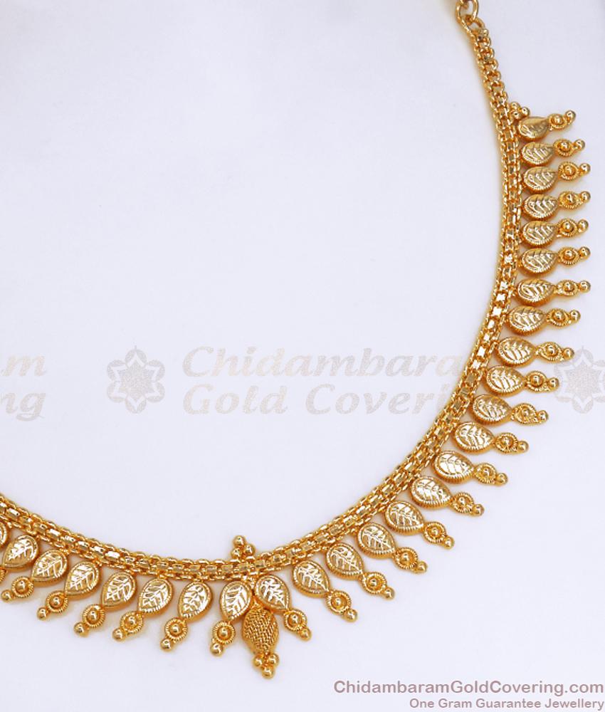 Latest Gold Plated Necklace Leaf Designs Engagement Collections NCKN3163