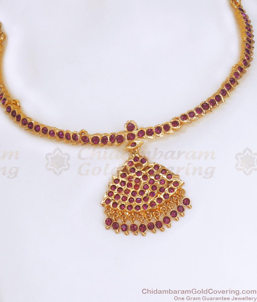 Full Ruby Stone Impon Attigai Bridal Necklace Designs NCKN3170