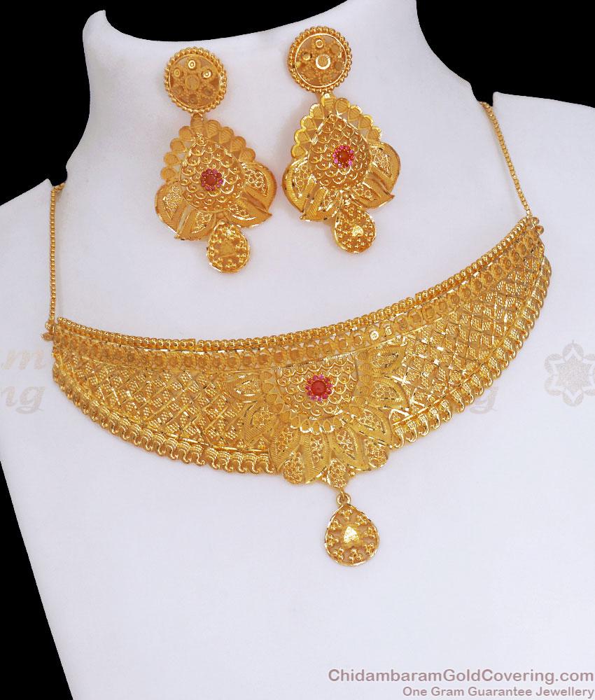 Kerala Bridal 2 Gram Gold Choker Necklace Designs Forming  Jewelry NCKN3182