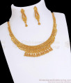 Short 2 Gram Gold Necklace Earrings Mango Pattern NCKN3184