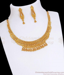 Short 2 Gram Gold Necklace Earrings Mango Pattern NCKN3184 Short 2 Gram Gold Necklace Earrings Mango Pattern NCKN3184