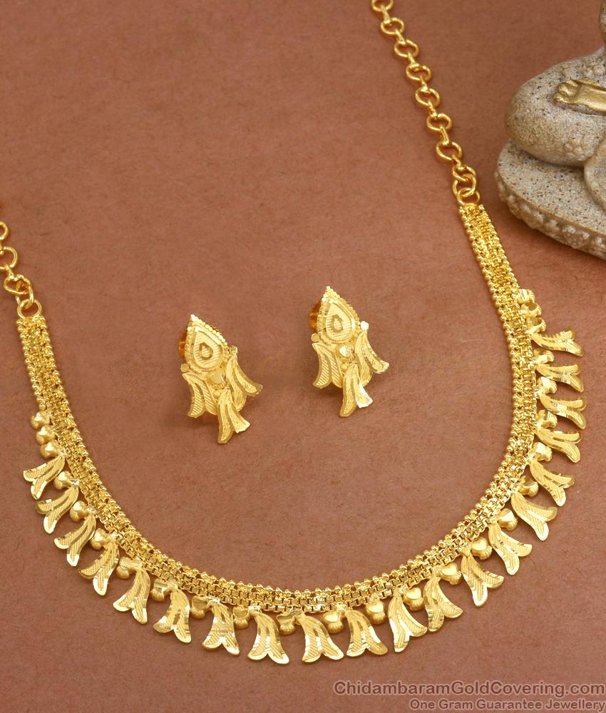 Kerala Bridal Forming Gold Necklace Choker Combo Designs NCKN3186