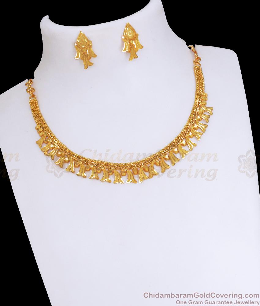 Kerala Bridal Forming Gold Necklace Choker Combo Designs NCKN3186