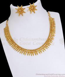 Mullaipoo Two Gram Kerala Gold Necklace Earrings Combo Bridal Set NCKN3188 Mullaipoo Two Gram Kerala Gold Necklace Earrings Combo Bridal Set NCKN3188