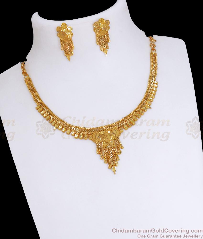 Calcutta Bridal Choker Forming Necklace Earrings Combo Set NCKN3190
