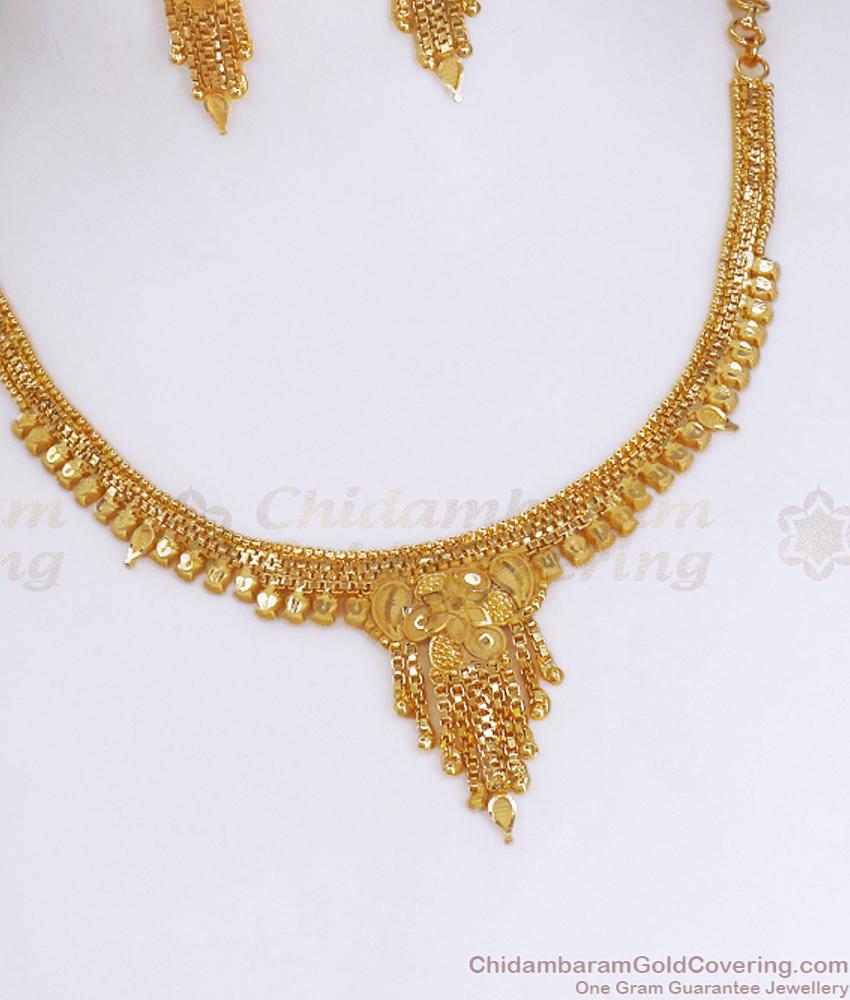 Calcutta Bridal Choker Forming Necklace Earrings Combo Set NCKN3190