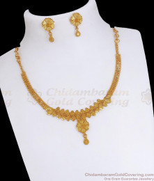 Pure Forming Gold Necklace Floral Design With Pin Type Earrings NCKN3192 Pure Forming Gold Necklace Floral Design With Pin Type Earrings NCKN3192