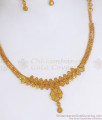 Pure Forming Gold Necklace Floral Design With Pin Type Earrings NCKN3192