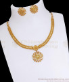 Handcrafted Two Gram Gold Necklace Stud Earrings Combo Set NCKN3193