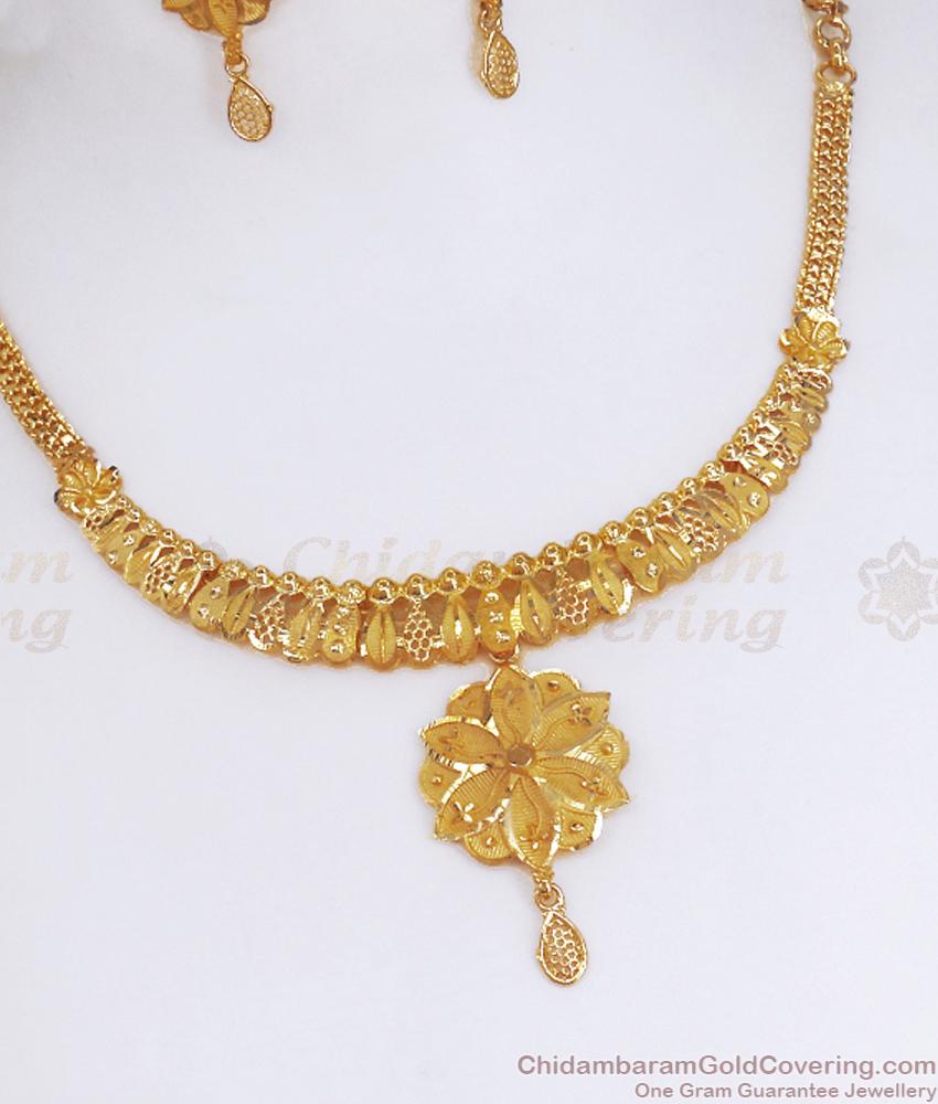 Premium Microplated Forming Gold Short Necklace Earring Combo Shop Online NCKN3194