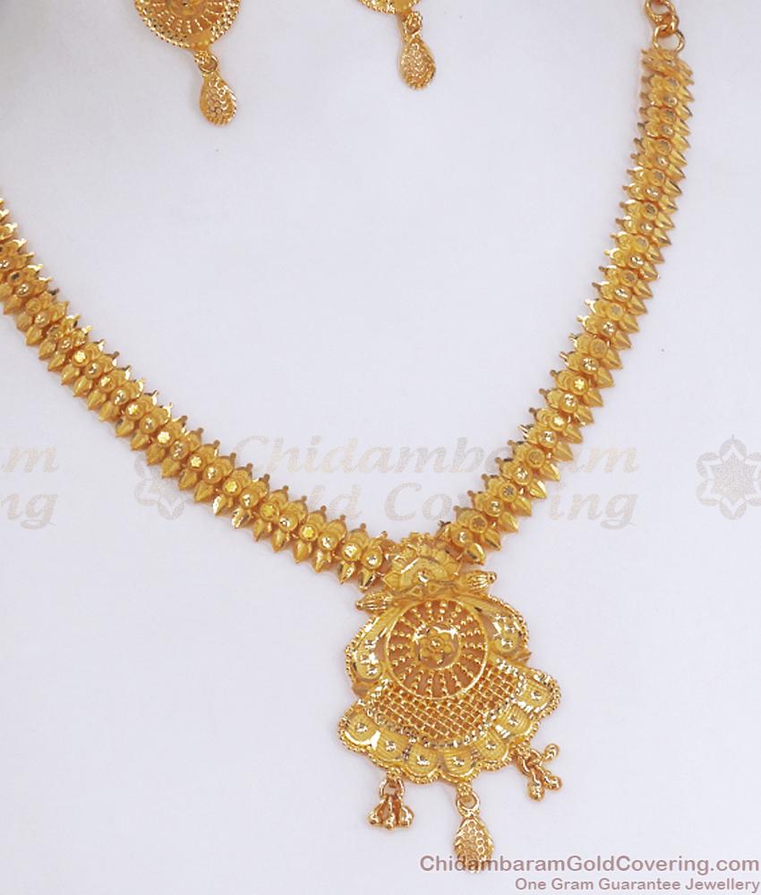 Latest Two Gram Gold Choker Necklace Bridal Combo Set Shop Online NCKN3195