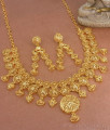 Arabic Birdal 2 Gram Gold Necklace With Dangler Earrings NCKN3197