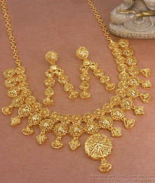 Arabic Birdal 2 Gram Gold Necklace With Dangler Earrings NCKN3197 Arabic Birdal 2 Gram Gold Necklace With Dangler Earrings NCKN3197