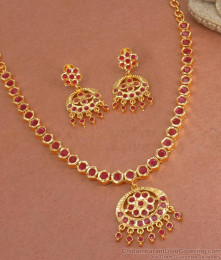Full Ruby Gati Stone Impon Necklace Earrings Bridal Set NCKN3227