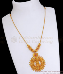 Two Gram Gold Lakshmi Necklace Ruby Stone Design NCKN3230 Two Gram Gold Lakshmi Necklace Ruby Stone Design NCKN3230