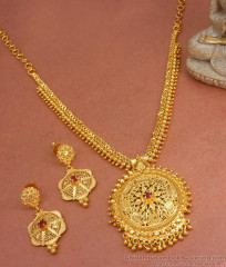 Mullai Mottu Gold Plated Necklace Earring Combo Bridal Collection NCKN3254 Mullai Mottu Gold Plated Necklace Earring Combo Bridal Collection NCKN3254