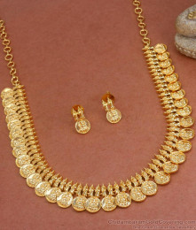 Lakshmi Coin One Gram Gold Necklace Earring Combo NCKN3267