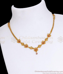 Elegant Gold Plated Stone Necklace Ruby Design NCKN3304 Elegant Gold Plated Stone Necklace Ruby Design NCKN3304