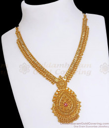 Attractive Gold Ruby Necklace Kerala Traditional Jewellery NCKN3313 Attractive Gold Ruby Necklace Kerala Traditional Jewellery NCKN3313