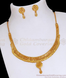 Kerala Wedding Gold Necklace Foral Charm Design NCKN3330 Kerala Wedding Gold Necklace Foral Charm Design NCKN3330