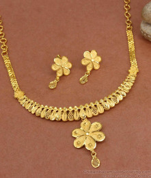 New Model 2 Gram Gold Necklace With Earring Set NCKN3332