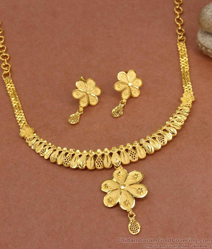 New Model Gram Gold Necklace With Earring Set NCKN3332
