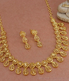 Grand Two Gram Gold Necklace Earring Bridal Set NCKN3338