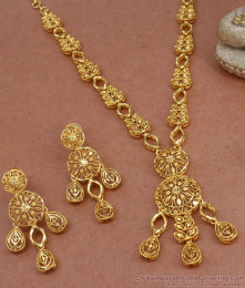 Beautiful Arabic Long Necklace With Screw Type Earring NCKN3340